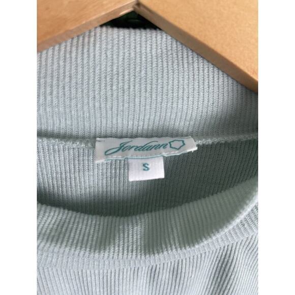 Jordann Ribbed Shirt Women Sz S Seafoam Green Long Sleeve Mock Neck Thumb Holes - Picture 12 of 12
